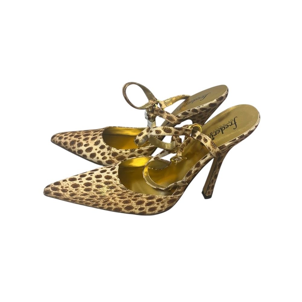 Fredrick’s of Hollywood Sexy Stiletto Leopard Print Strappy Heels Sz 7. NWOT